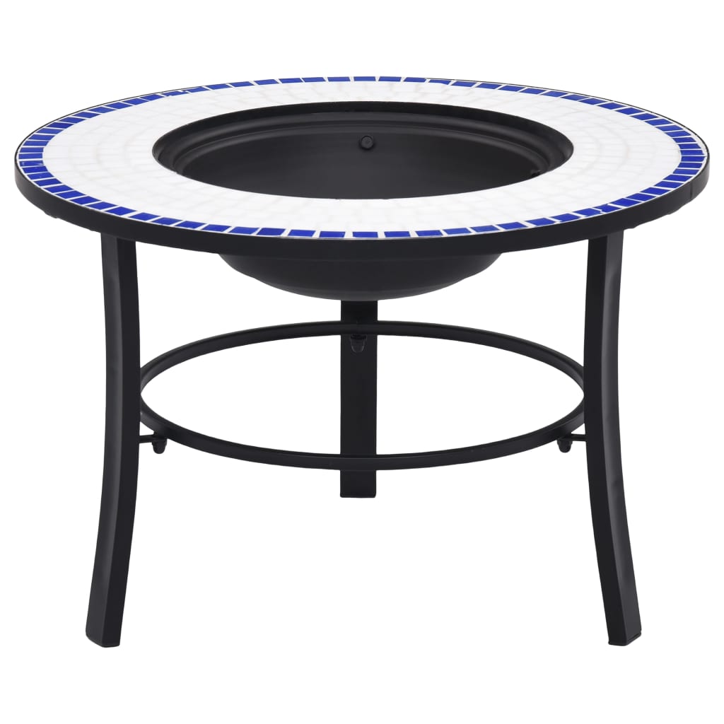 vidaXL Mosaic Fire Pit Blue and White 26.8" Ceramic