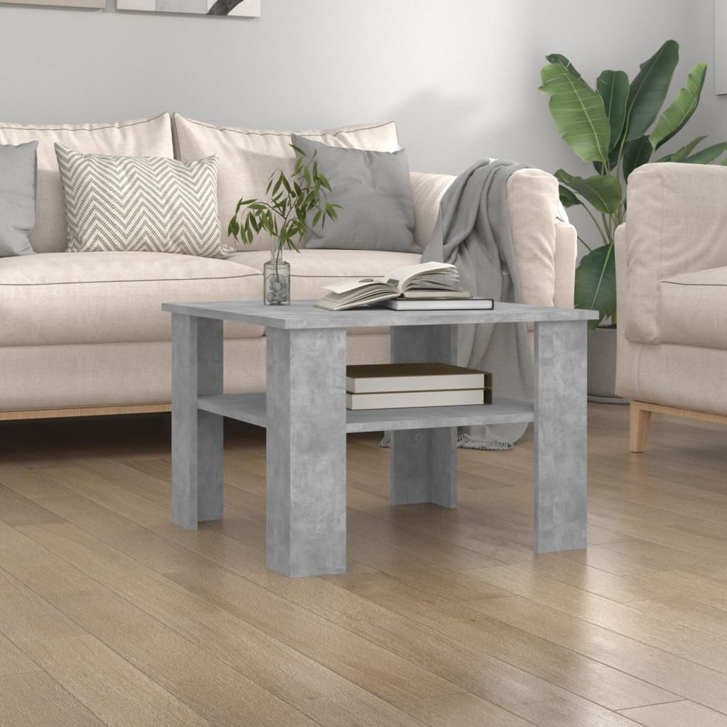 vidaXL Coffee Table Concrete Gray 23.6"x23.6"x16.5" Engineered Wood
