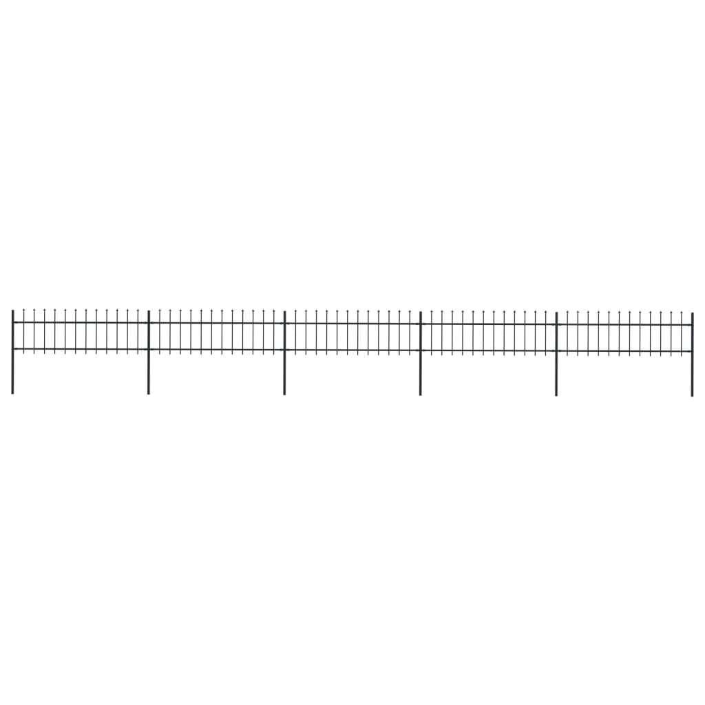 vidaXL Garden Fence with Spear Top Steel 334.6"x23.6" Black