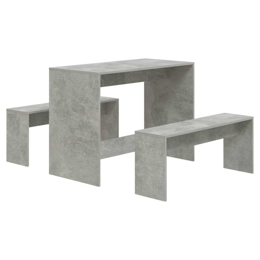 vidaXL 3 Piece Dining Set Concrete Gray Engineered Wood