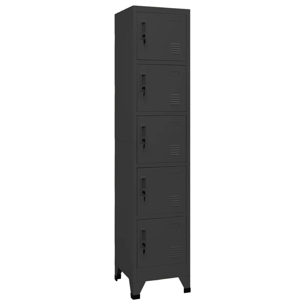 vidaXL Locker Cabinet Anthracite 15"x15.7"x70.9" Steel