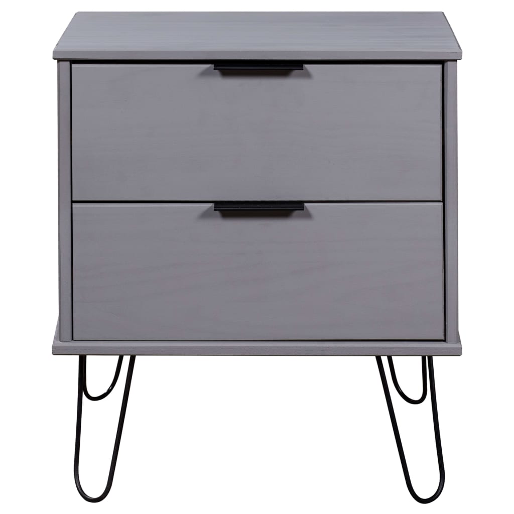 vidaXL Bedside Cabinet Gray 17.7"x15.6"x22.4" Solid Pine Wood