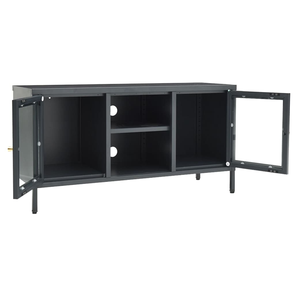 vidaXL TV Cabinet Anthracite 41.3"x13.7"x20.4" Steel and Glass