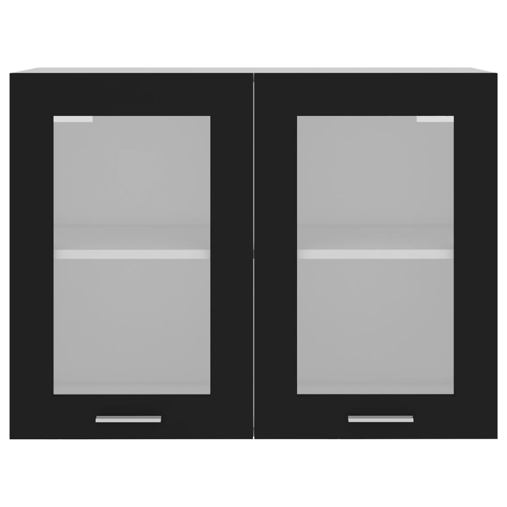 vidaXL Hanging Glass Cabinet Black 31.5"x12.2"x23.6" Engineered Wood