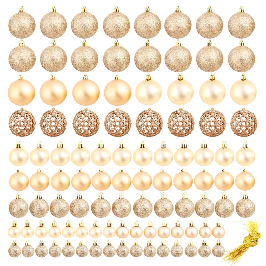 vidaXL 100 Piece Christmas Ball Set 1.2"/1.6"/2.4" Rose/Gold