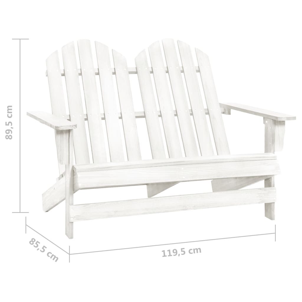 vidaXL 2-Seater Patio Adirondack Chair Solid Wood Fir White