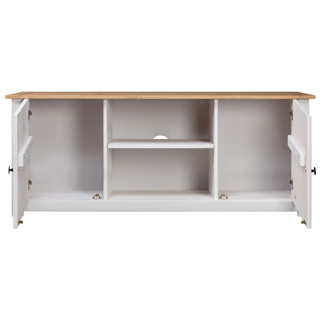 vidaXL TV Cabinet White 47.2"x15.7"x19.7" Solid Pine Wood Panama Range