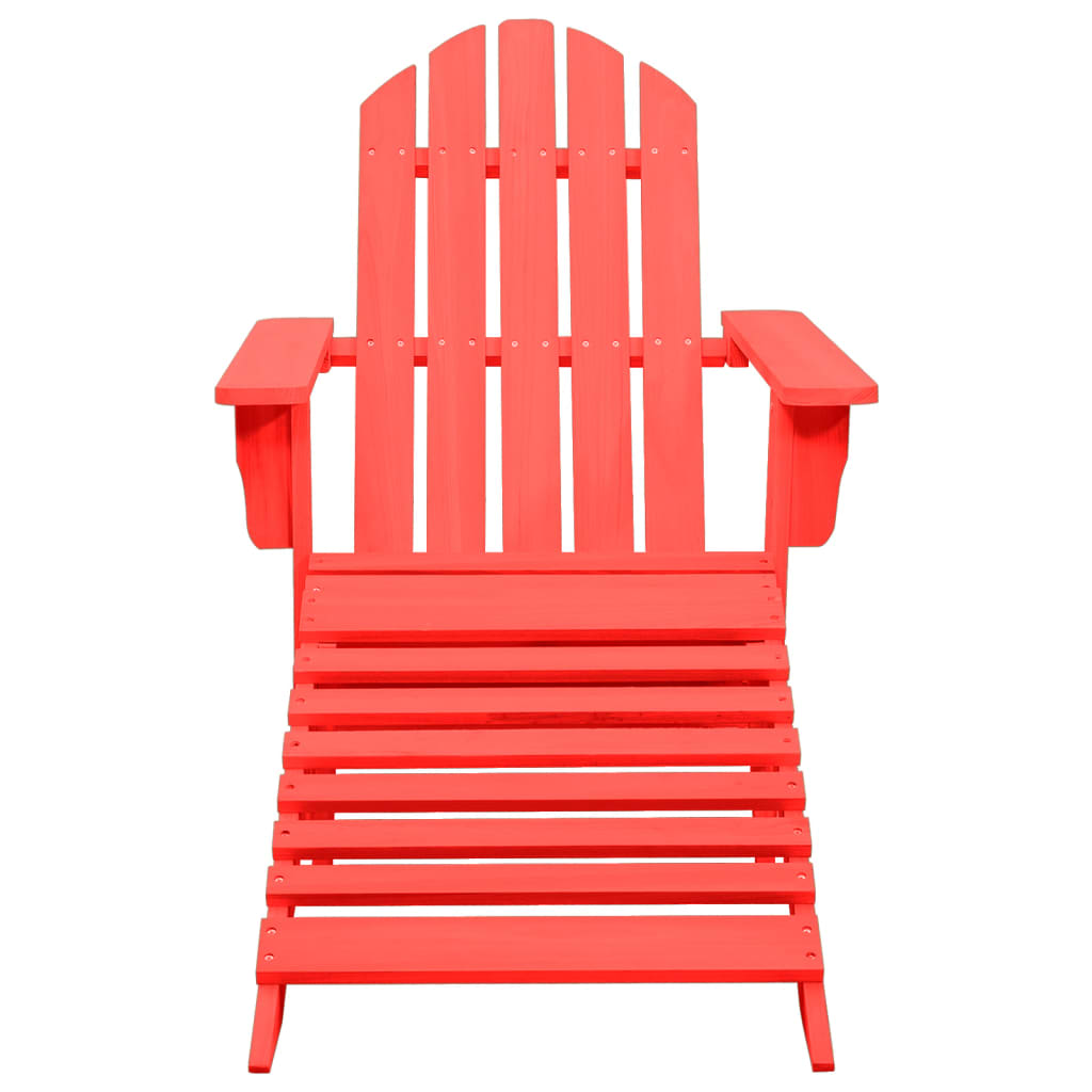 vidaXL Patio Adirondack Chair with Ottoman Solid Fir Wood Red
