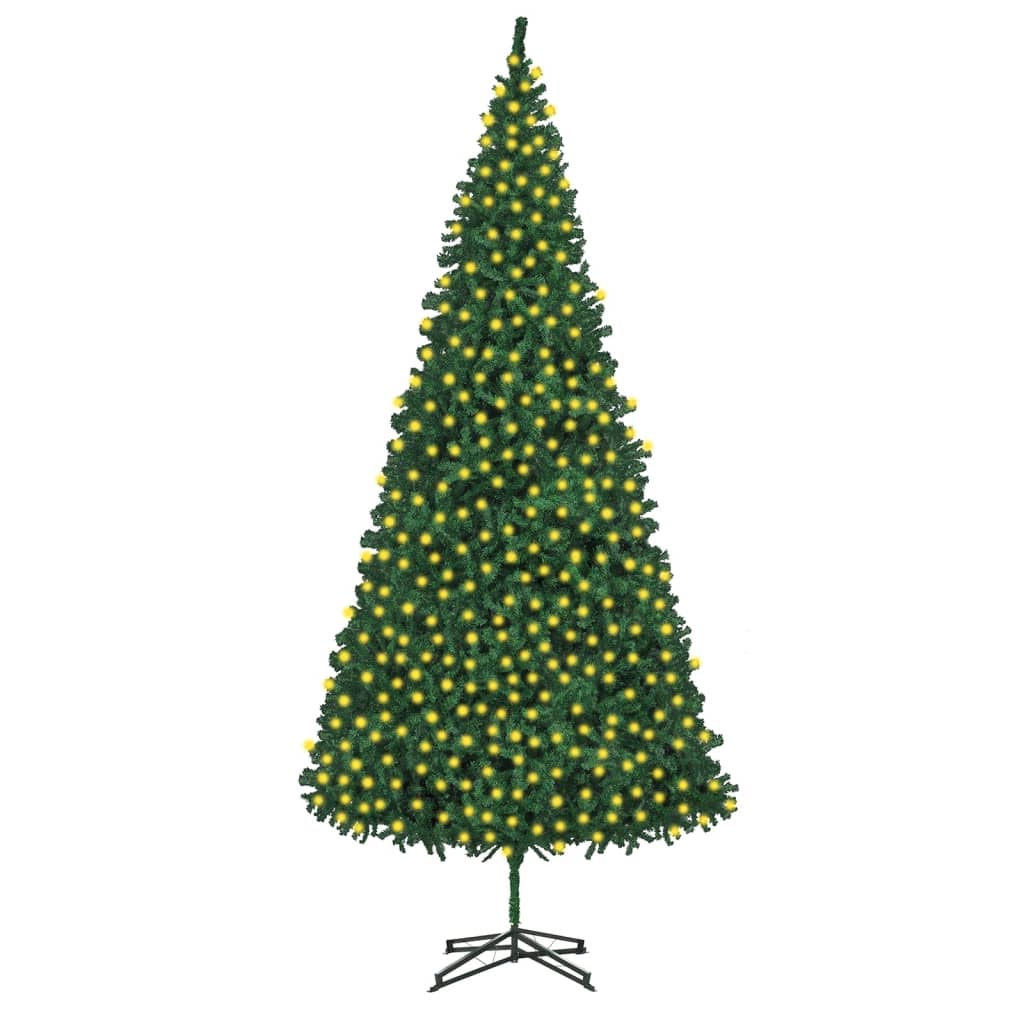 vidaXL Artificial Pre-lit Christmas Tree 196.9" Green