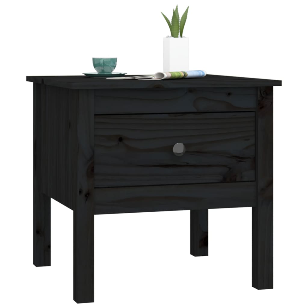 vidaXL Side Tables 2 pcs Black 19.7"x19.7"x19.3" Solid Wood Pine