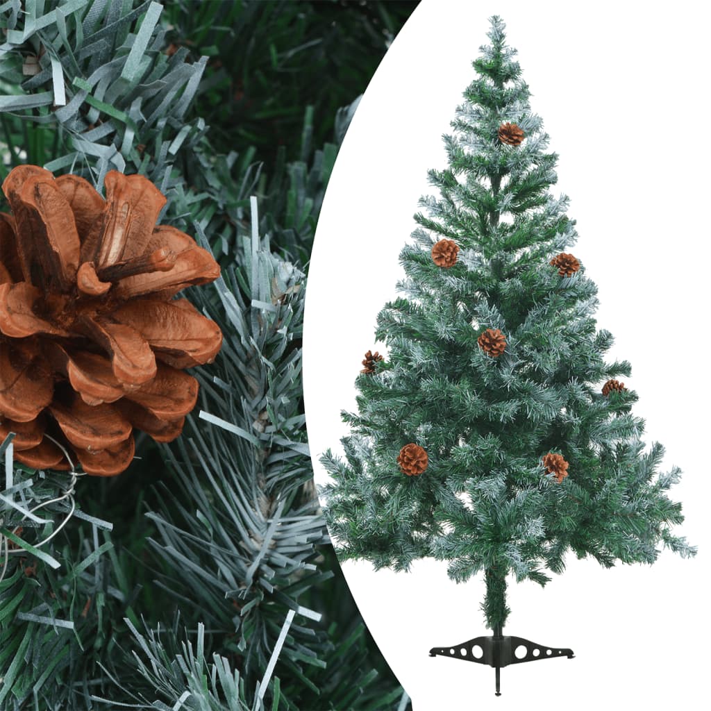 vidaXL Frosted Pre-lit Christmas Tree with Ball Set Pinecones 59.1"