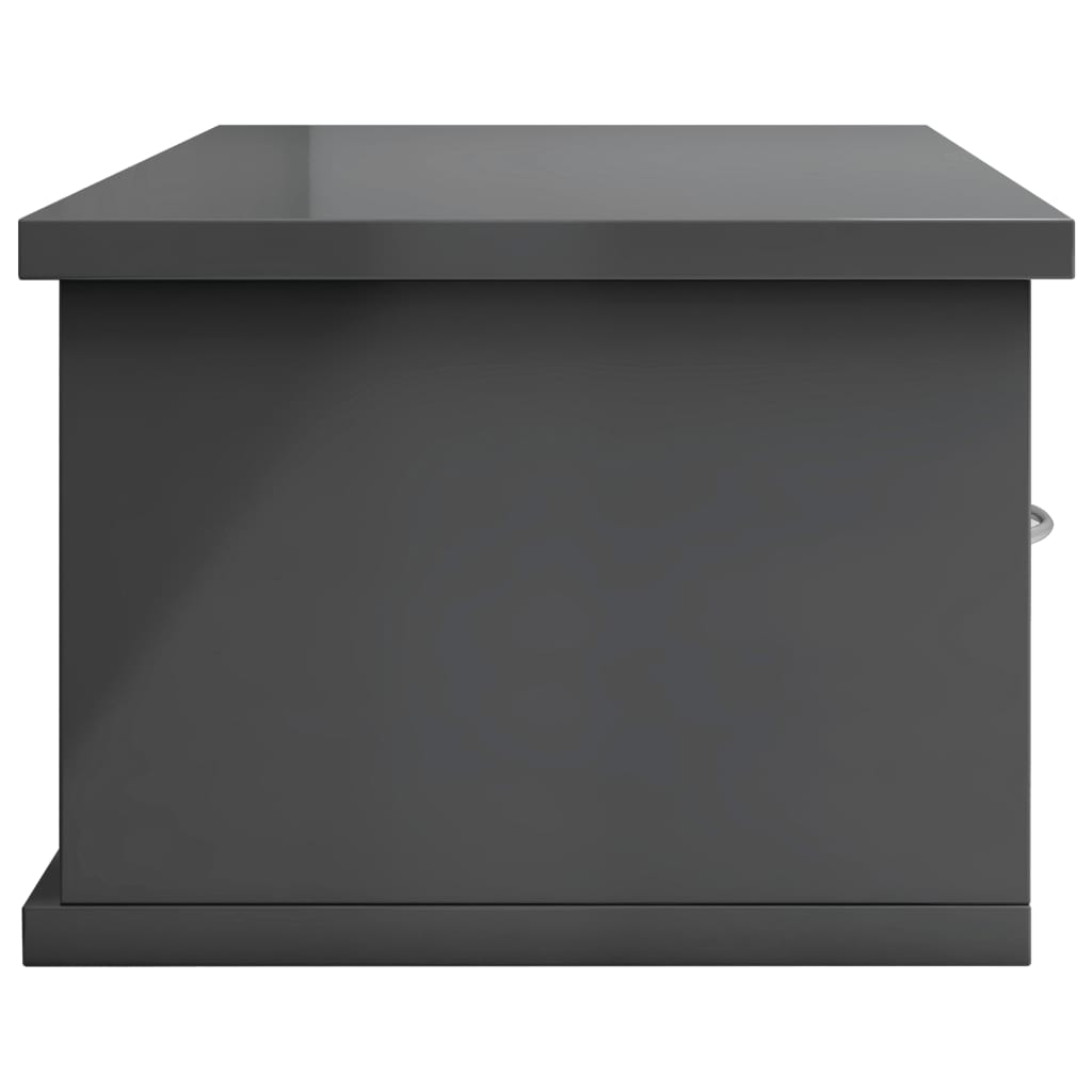 vidaXL Wall-mounted Drawer Shelf High Gloss Gray 23.6" x 10.2" x 7.3" Engineered Wood