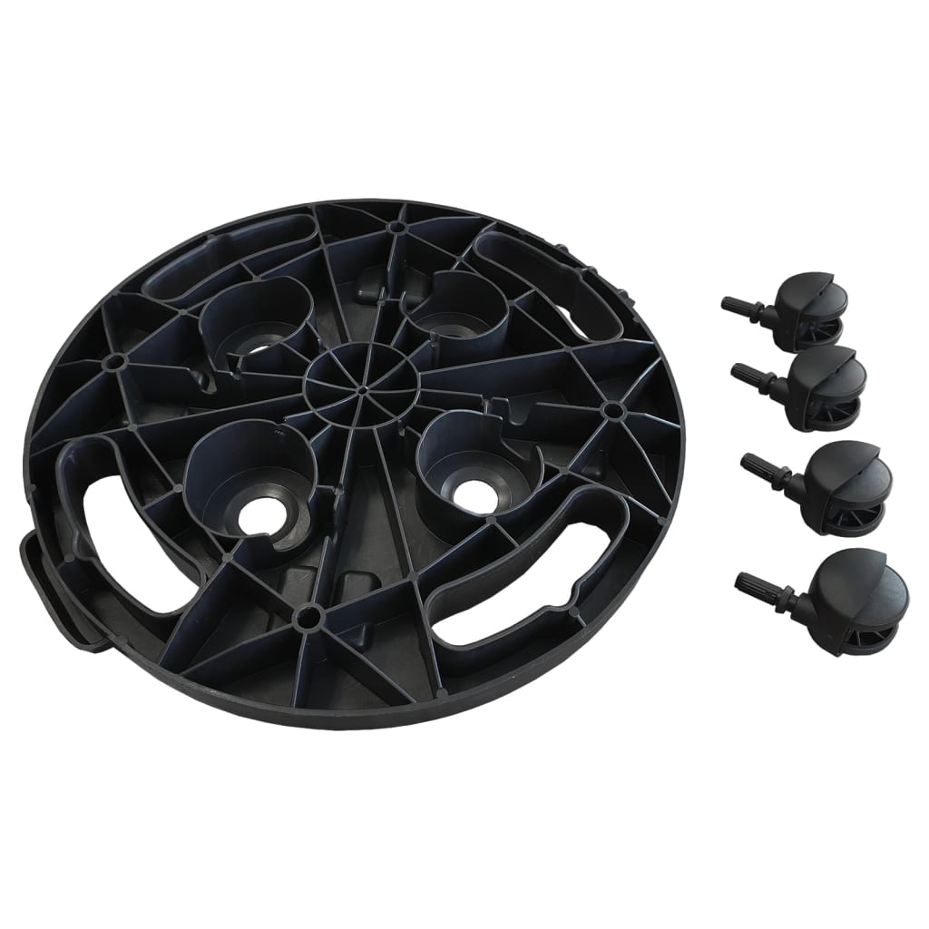 vidaXL Plant Trolleys with Wheels 2 pcs Diameter 11.8" Black 374.8 lb