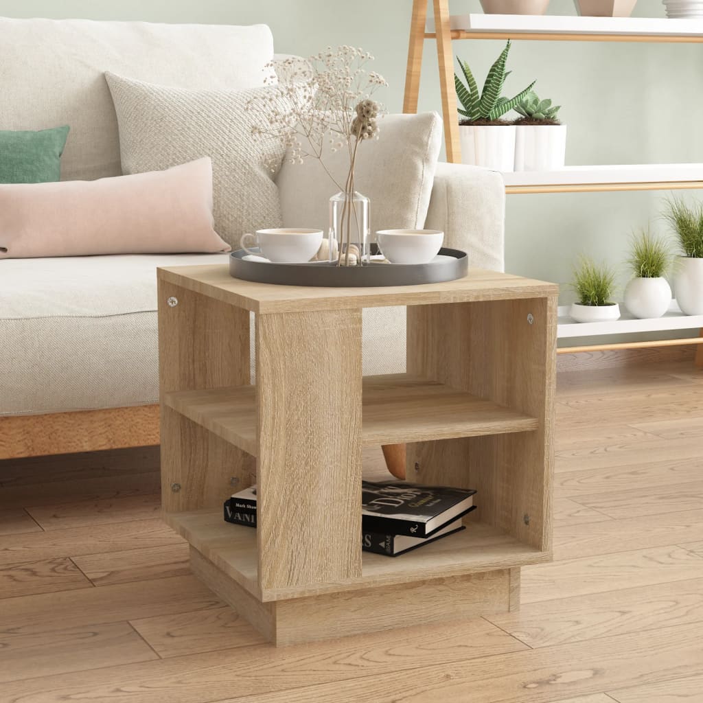 vidaXL Coffee Table Sonoma Oak 15.7"x15.7"x16.9" Engineered Wood