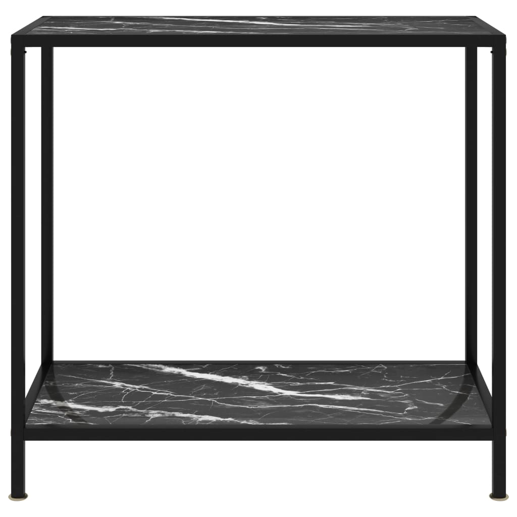 vidaXL Console Table Black 31.5"x13.8"x29.5" Tempered Glass