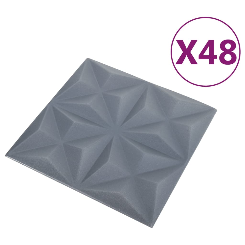 vidaXL 3D Wall Panels 48 pcs 19.7"x19.7" Origami Gray 129.2 ft²