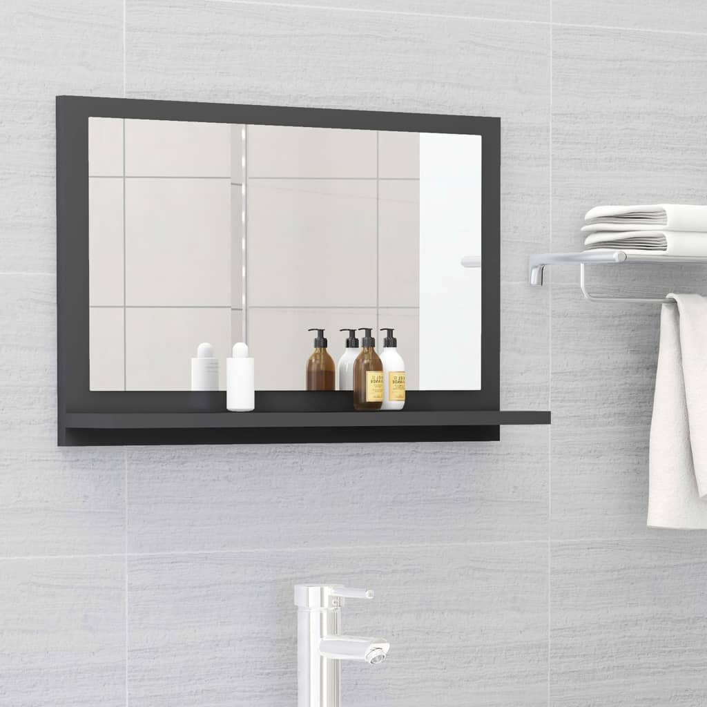 vidaXL Bathroom Mirror Gray 23.6"x4.1"x14.6" Engineered Wood