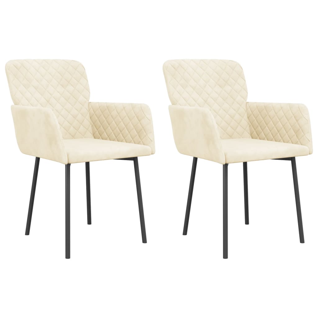 vidaXL Dining Chairs 2 pcs Cream Velvet