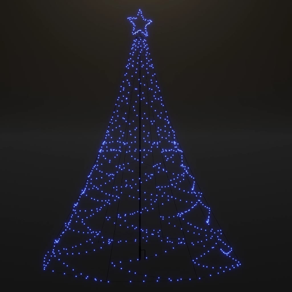 vidaXL Christmas Tree with Metal Post 500 LEDs Blue 10 ft