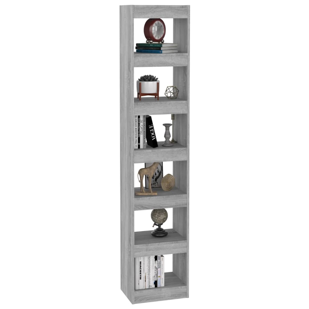 vidaXL Book Cabinet/Room Divider Gray Sonoma 15.7"x11.8"x78"