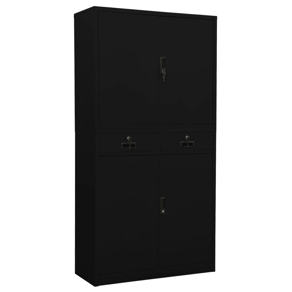 vidaXL Office Cabinet Black 35.4"x15.7"x70.9" Steel