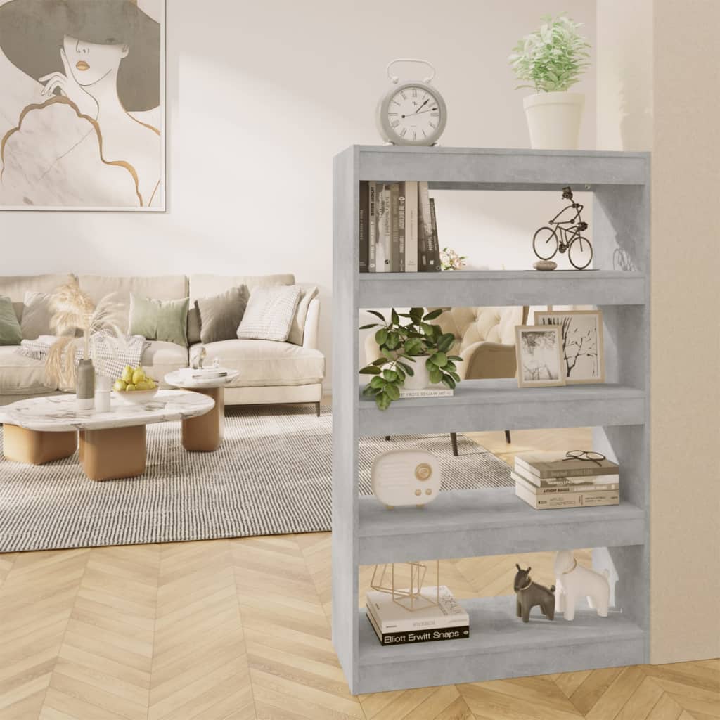 vidaXL Book Cabinet/Room Divider Concrete Gray 31.5"x11.8"x53.1" Engineered Wood
