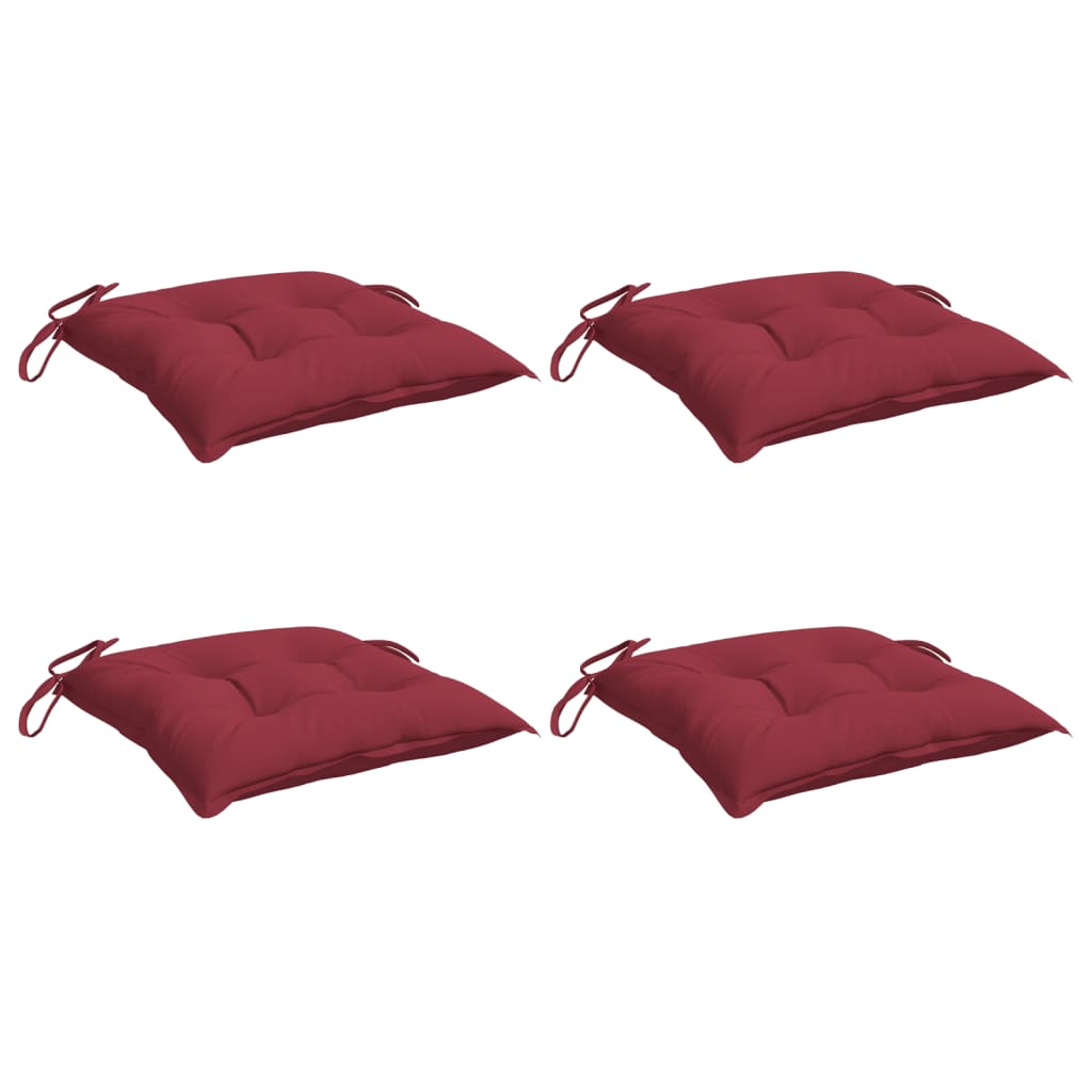 vidaXL Chair Cushions 4 pcs Wine Red 19.7"x19.7"x2.8" Oxford Fabric