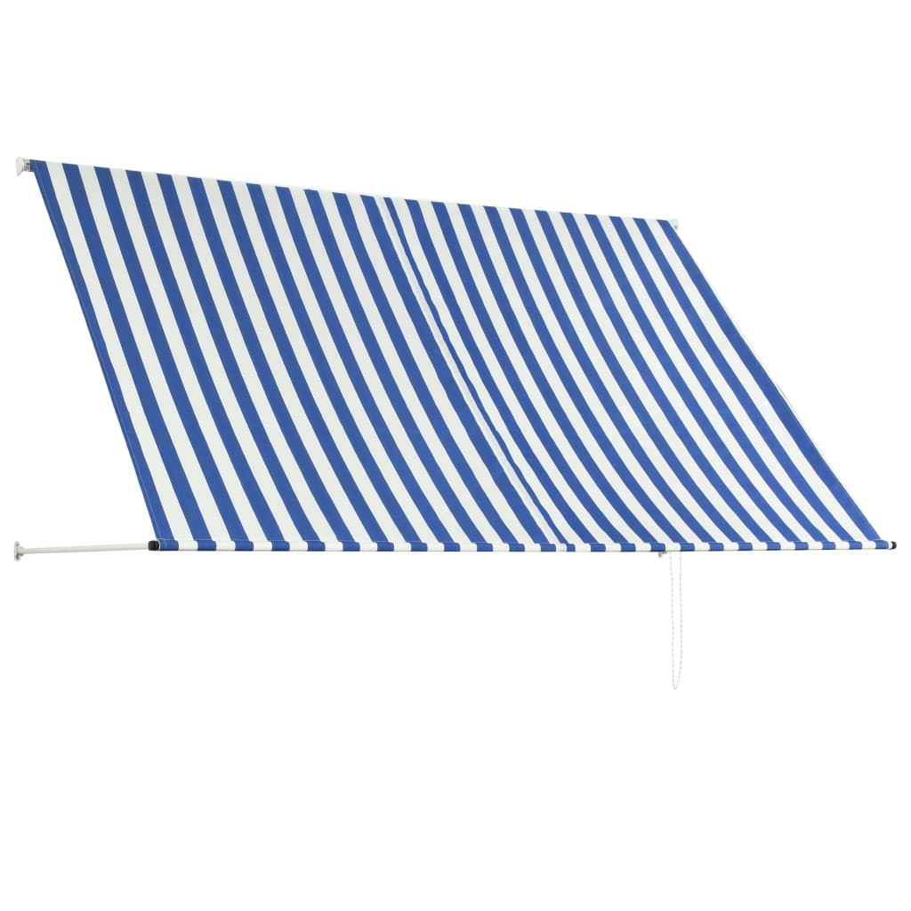 vidaXL Retractable Awning 98.4" x 59.1" Blue and White