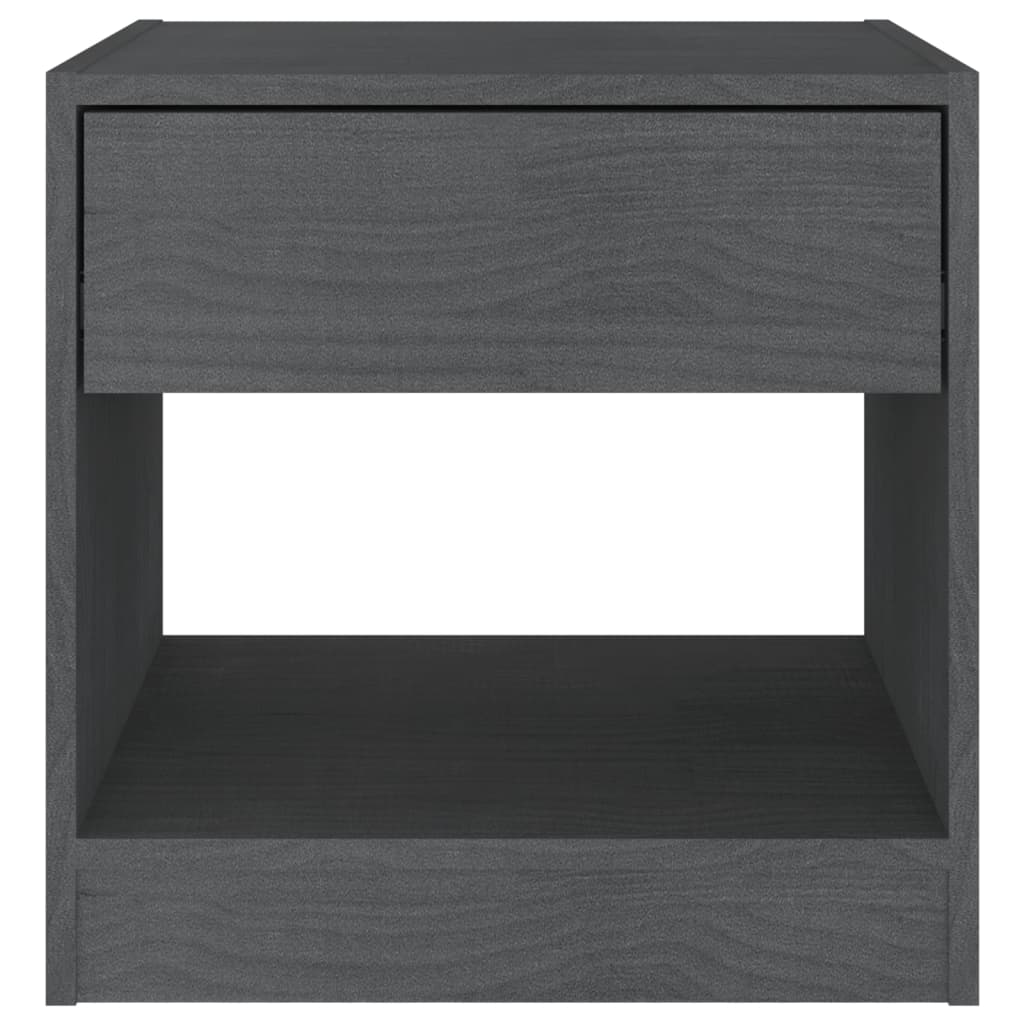 vidaXL Bedside Cabinet Gray 15.7"x12.2"x15.7" Solid Wood Pine