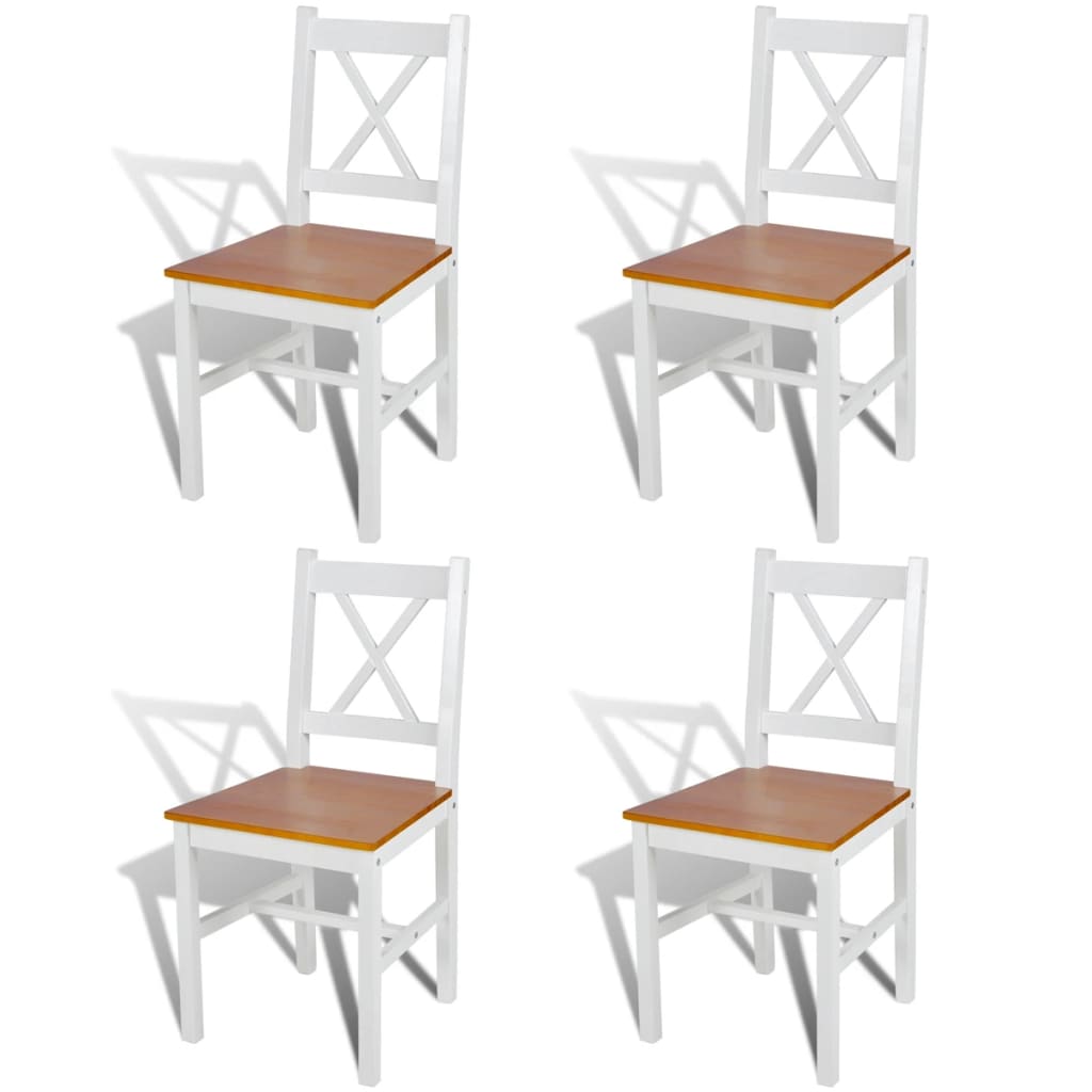 vidaXL Dining Chairs 4 pcs White Pinewood