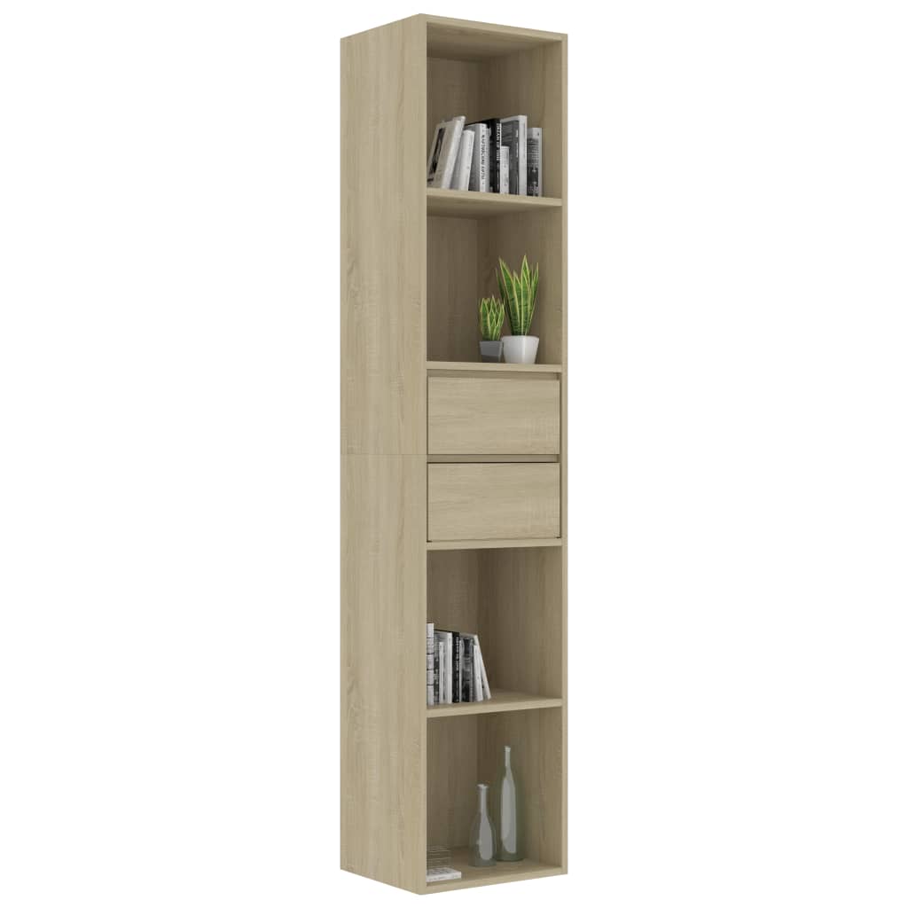 vidaXL Book Cabinet Sonoma Oak 14.2"x11.8"x67.3" Engineered Wood