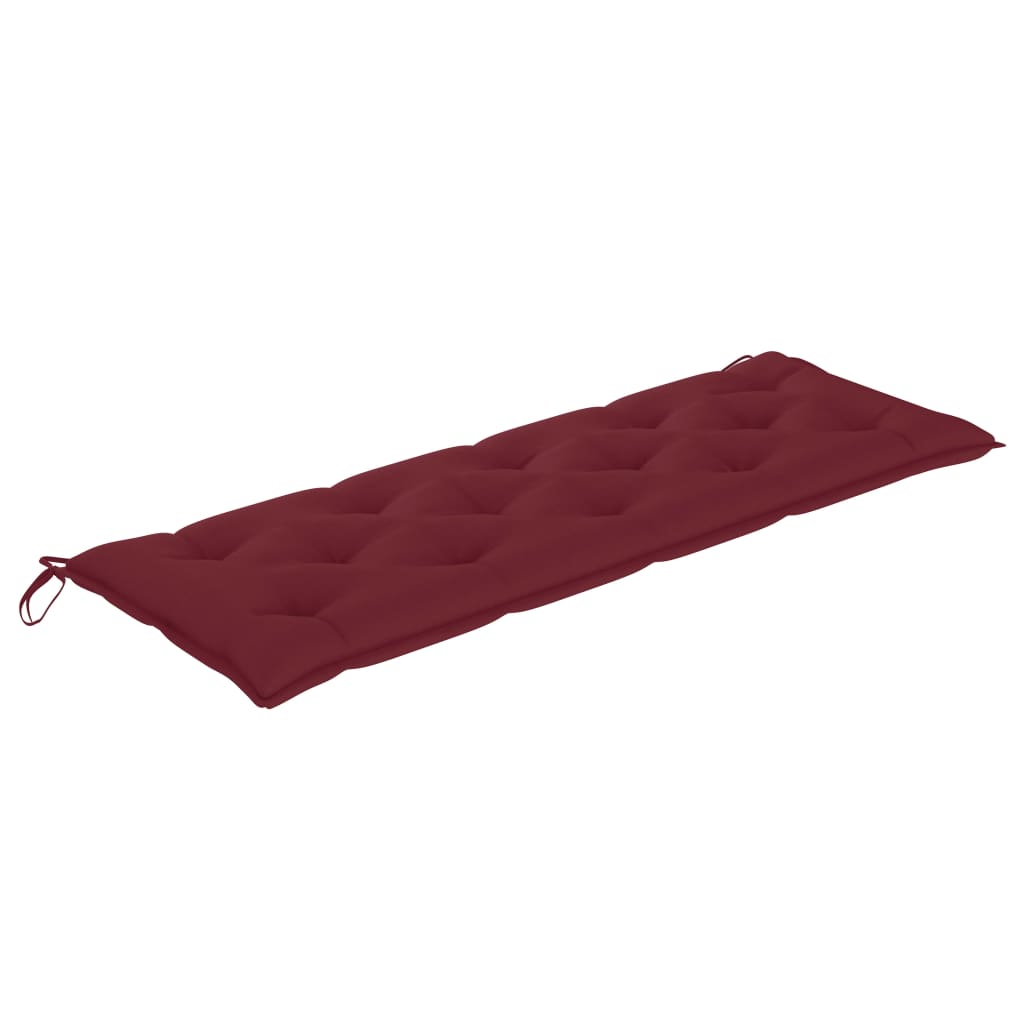 vidaXL Batavia Bench with Wine Red Cushion 59.1" Solid Teak Wood