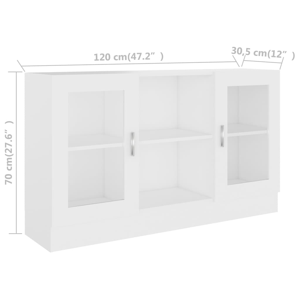 vidaXL Vitrine Cabinet White 47.2"x12"x27.6" Engineered Wood