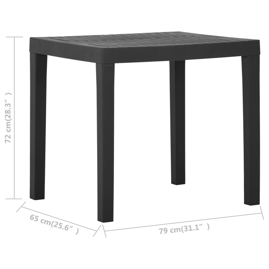 vidaXL Patio Table Gray 31.1"x25.6"x28.3" Plastic