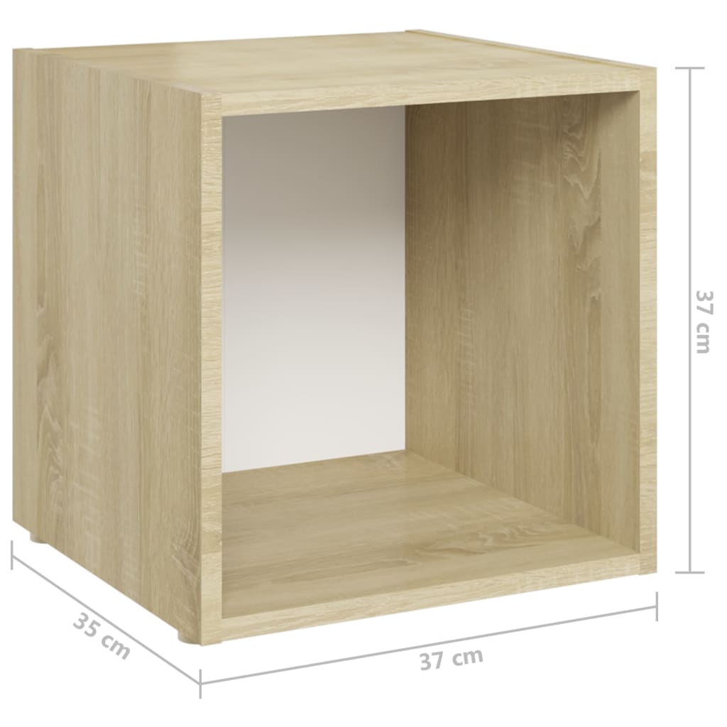vidaXL 8 Piece TV Stand Set White and Sonoma Oak Engineered Wood