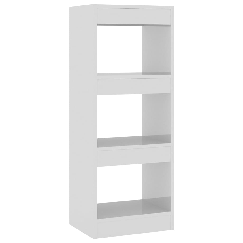 vidaXL Book Cabinet/Room Divider High Gloss White 15.7"x11.8"x40.6" Engineered Wood