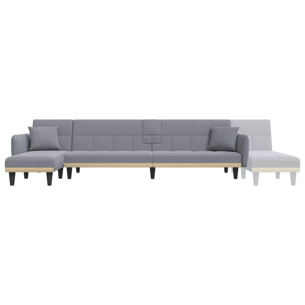 vidaXL L-shaped Sofa Bed Light Gray 108.3"x55.1"x27.6" Fabric
