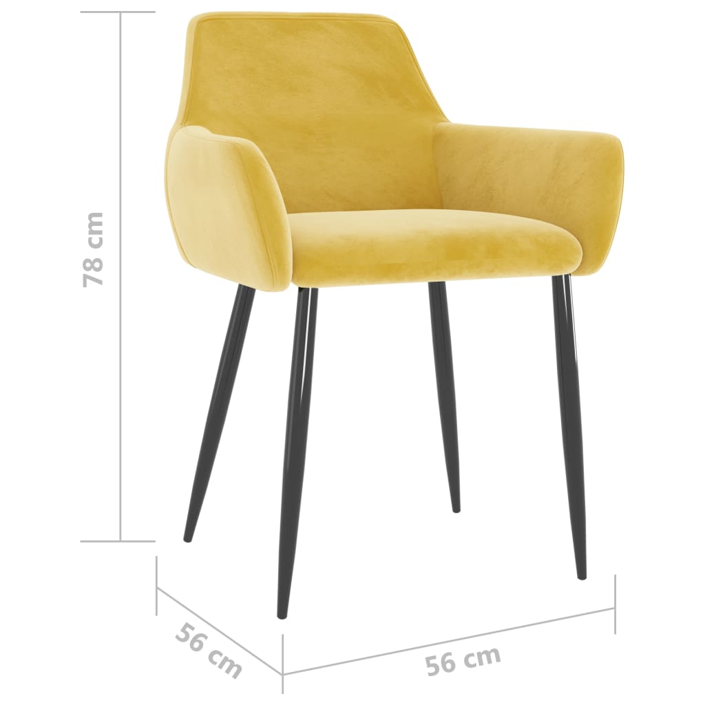 vidaXL Dining Chairs 4 pcs Mustard Yellow Velvet