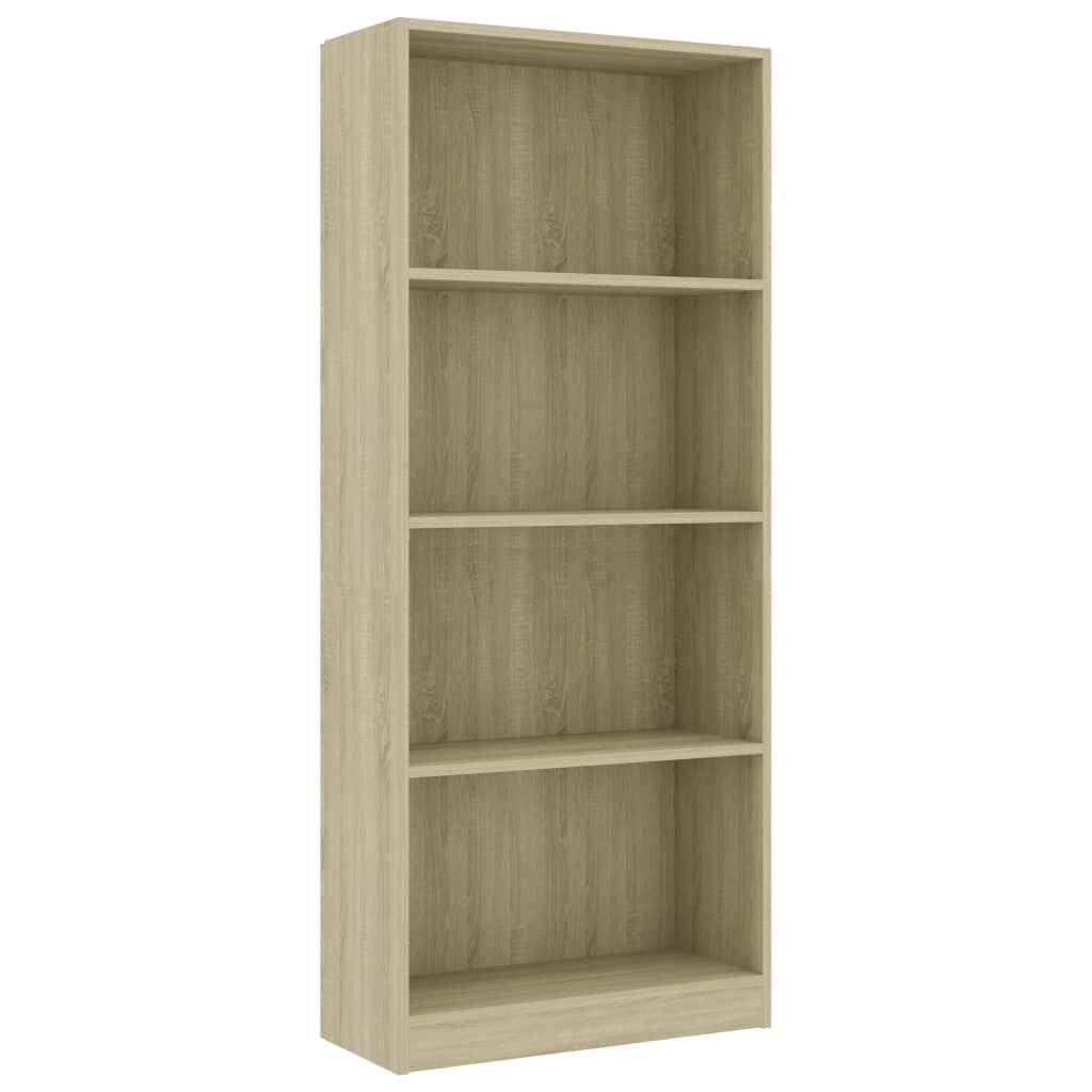 vidaXL 4-Tier Book Cabinet Sonoma Oak 23.6"x9.4"x55.9" Engineered Wood