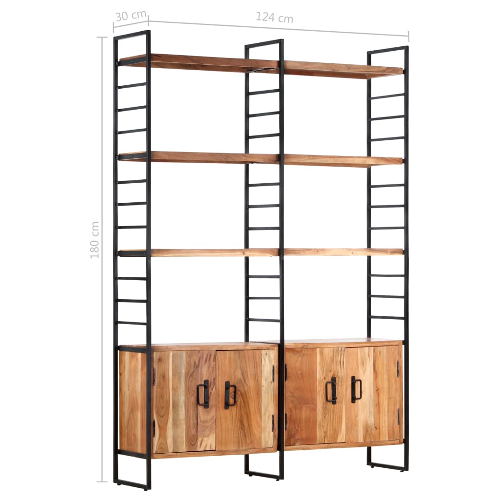 vidaXL 4-Tier Bookcase 48.8"x11.8"x70.9" Solid Acacia Wood