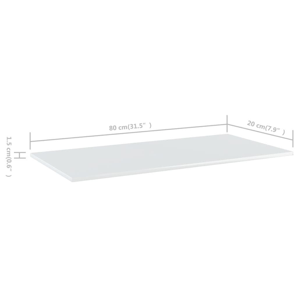 vidaXL Bookshelf Boards 8 pcs High Gloss White 31.5"x7.9"x0.6" Engineered Wood