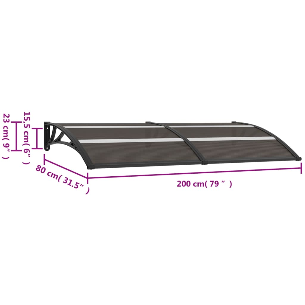 vidaXL Door Canopy Black 78.7"x29.5" PC