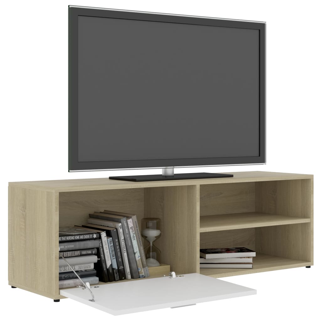 vidaXL TV Cabinet White and Sonoma Oak 47.2"x13.4"x14.6" Chipboard