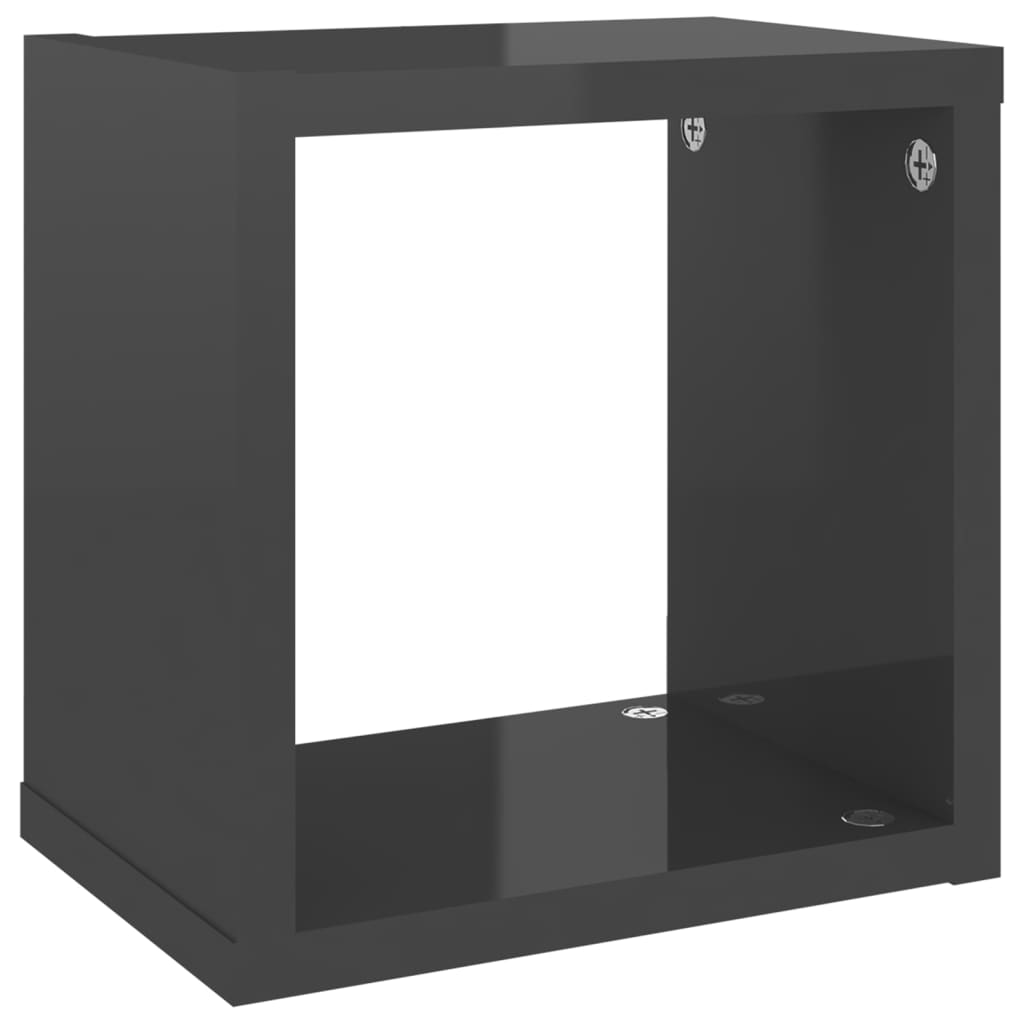 vidaXL Wall Cube Shelves 4 pcs High Gloss Gray 8.7"x5.9"x8.7"