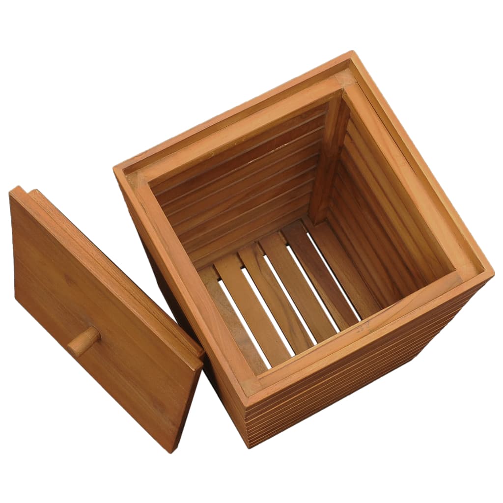 vidaXL Laundry Basket 11.8"x11.8"x17.7" Solid Teak Wood