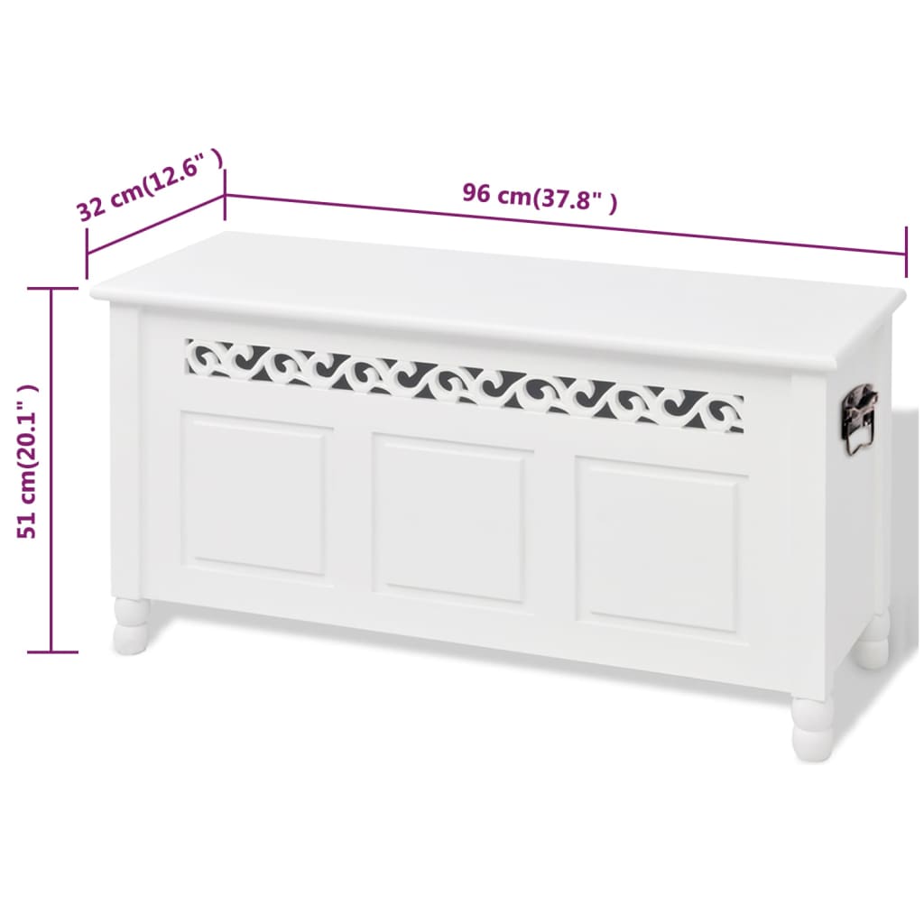 vidaXL Storage Bench Baroque Style MDF White
