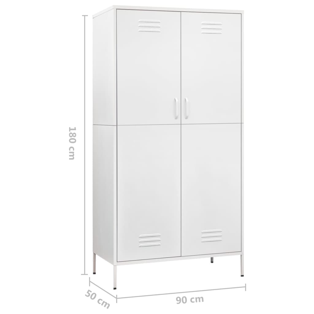 vidaXL Wardrobe White 35.4"x19.7"x70.9" Steel