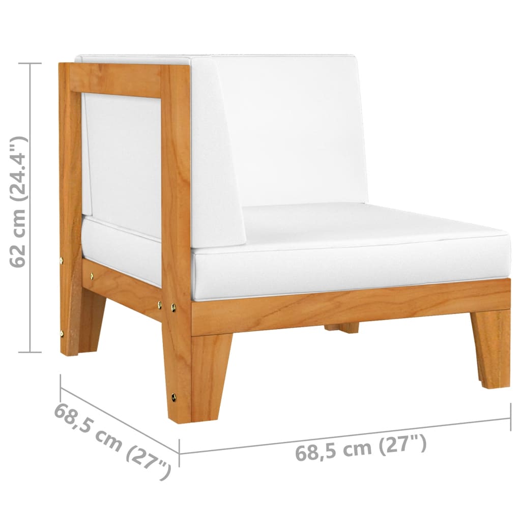 vidaXL Sectional Corner Sofa & Cream White Cushions Solid Acacia Wood