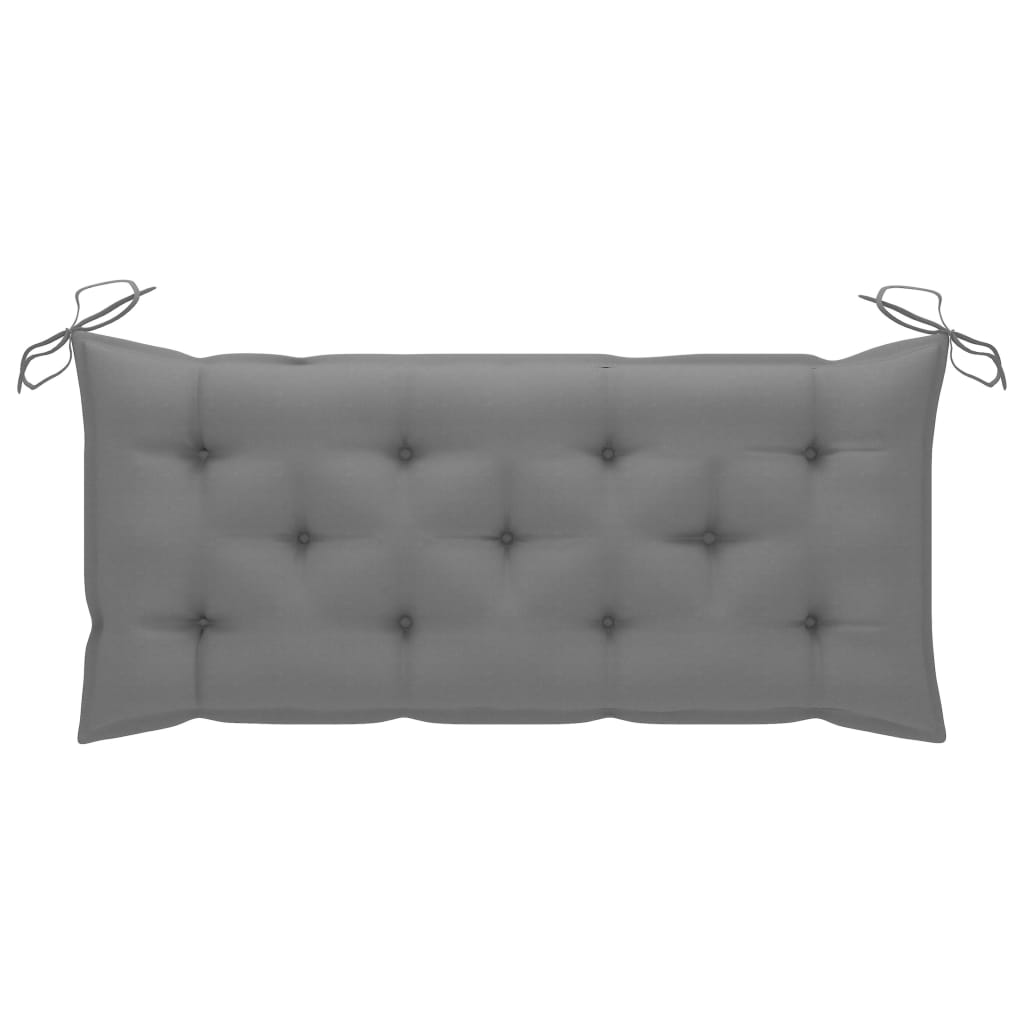 vidaXL Patio Bench with Gray Cushion 47.2" Solid Teak Wood