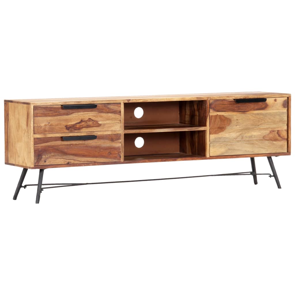 vidaXL TV Cabinet 55.1"x11"x18.5" Solid Sheesham Wood